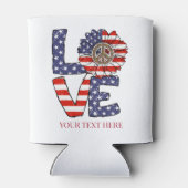 Red White Blue American Flag Liebe Peace Hippie Dosenkühler (Rückseite)