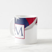 Red White Blue American Flag Monogram Kaffeetasse (Vorderseite Links)
