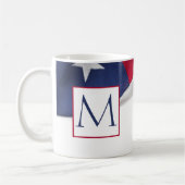 Red White Blue American Flag Monogram Kaffeetasse (Links)