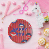 Red White Blue American Flag Mouth Pappteller (Party)