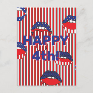 Red White Blue American Flag Mouth Postkarte