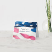 Red White Blue American Flag Patriotic Wedding Dankeskarte (Vorderseite)