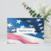 Red White Blue American Flag Patriotic Wedding Dankeskarte (Stehend Vorderseite)