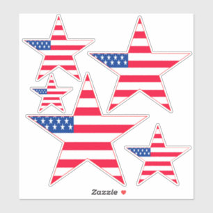 Red White & Blue American Flag Stars Aufkleber