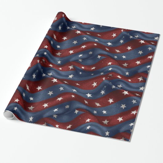 Red White Blue American Flag Stars Pattern Geschenkpapier (Ungerollt)