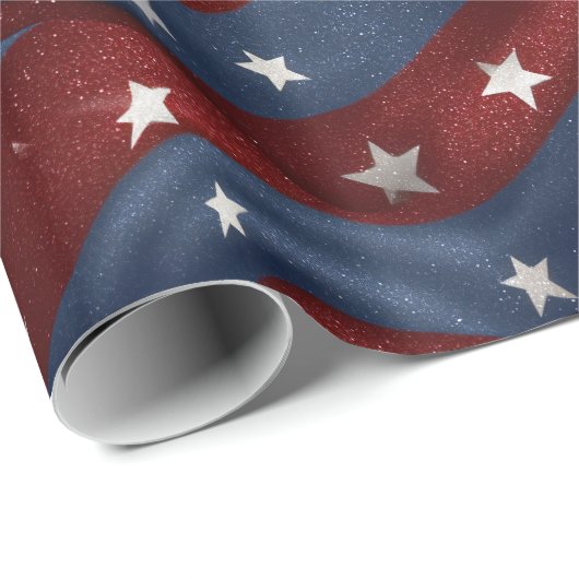 Red White Blue American Flag Stars Pattern Geschenkpapier (Rolleneckpunkt)