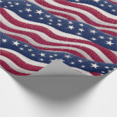 Red White Blue American Flag Stars Wave Pattern Geschenkpapier (Ecke)