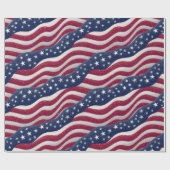 Red White Blue American Flag Stars Wave Pattern Geschenkpapier (Flach)