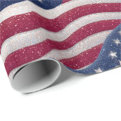 Red White Blue American Flag Stars Wave Pattern Geschenkpapier (Rolleneckpunkt)