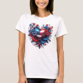Red, White & Blue American Heart 4. Juli T-Shirt (Vorderseite)