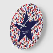 Red White Blue American Patriotic Modern Pattern Große Wanduhr (Winkel)