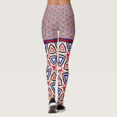Red White Blue American Patriotic Modern Pattern Leggings (Rückseite)