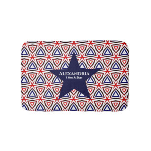 Red White Blue American Patriotic Star Modern Badematte