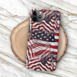 Red White Blue American Stripes Stars Flag Muster iPhone 16 Pro Max Hülle