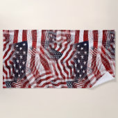 Red White Blue American Stripes Stars Flag Muster Strandtuch (Vorderseite)