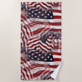 Red White Blue American Stripes Stars Flag Muster Strandtuch (Vorderseite)