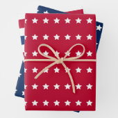 Red White Blue American USA 4. Juli Stars Streifen Geschenkpapier Set (Beispiel)