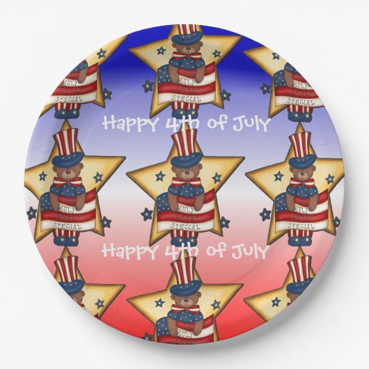 Red White & Blue Amerikanische Unabhängigkeitstag Pappteller (Vorderseite)