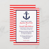 Red White & Blue Anchor - 3x5 Einladung zur Hochze (Vorne/Hinten)