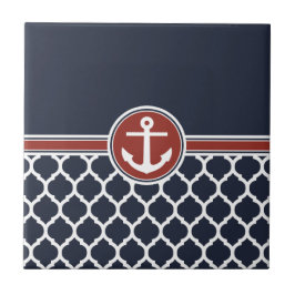 Red White Blue Anchor marokkanisches Gitter Fliese