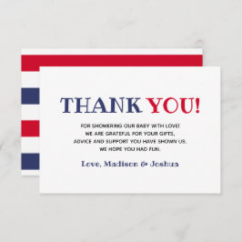 Red White Blue Baby Dusche 4. Juli Thema Gast Dankeskarte