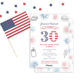 Red White Blue Backyard Family 30. Geburtstags-Par Einladung