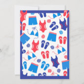 Red White Blue Backyard Pool Party Einladung (Rückseite)