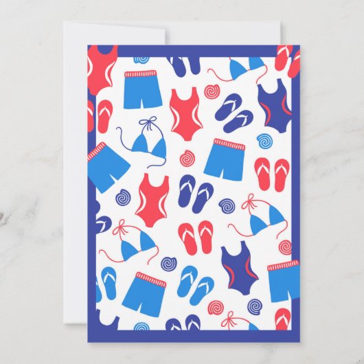 Red White Blue Backyard Pool Party Einladung (Rückseite)