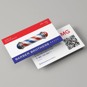 Red White Blue Barber Pole Barbershop Visitenkarte