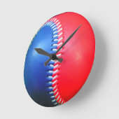 Red White & Blue Baseball Runde Wanduhr (Winkel)
