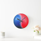 Red White & Blue Baseball Runde Wanduhr (Zuhause)