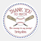 Red|White|Blue Baseball Theme Vielen Dank Runder Aufkleber (Vorderseite)