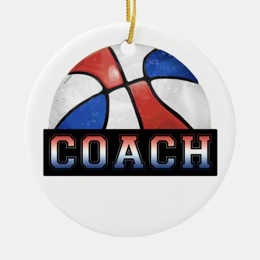Red White Blue Basketball Coach Keramik Ornament (Vorne)