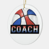 Red White Blue Basketball Coach Keramik Ornament (Links)