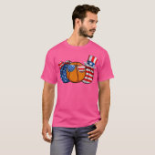 Red White Blue Basketball Lover Patriotic 4. T-Shirt (Vorne ganz)