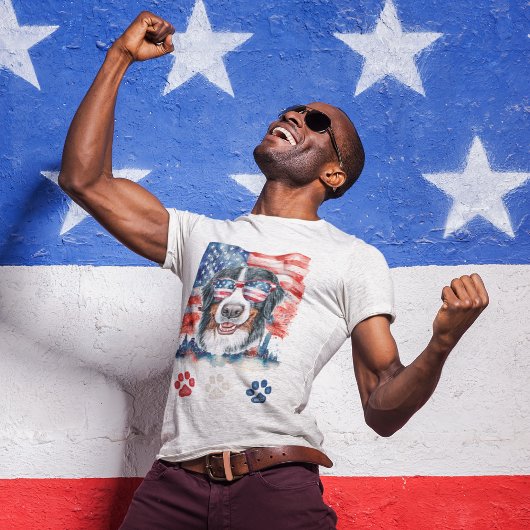 Red White Blue Bernese Mountain Dog 4. Juli T-Shirt