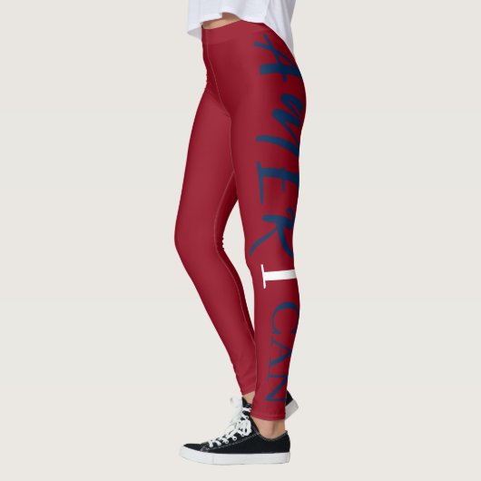 Red White Blue Black Woman Afrikanerin Leggings (Links)