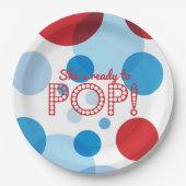 Red White Blue Blubbles Bereit zum Pop Babydusche Pappteller (Vorderseite)