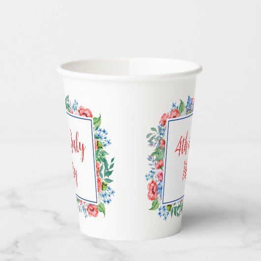 Red White Blue Blume 4. Juli Party Patriotic Pappbecher (Links)