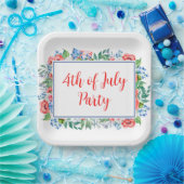 Red White Blue Blume 4. Juli Party Patriotic Pappteller (Party)