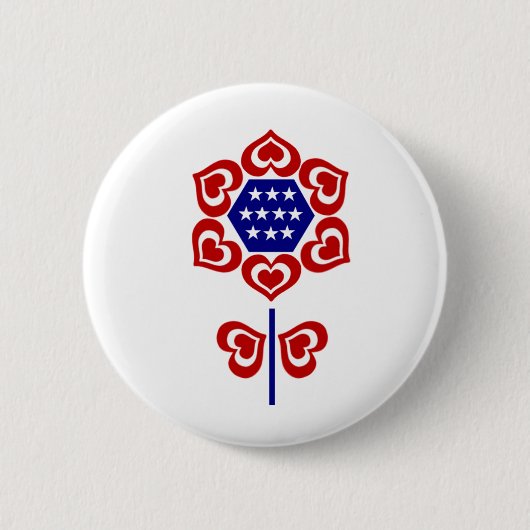 Red White Blue Blume Patriotic Design Button (Vorderseite)
