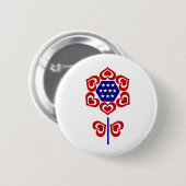 Red White Blue Blume Patriotic Design Button (Vorne & Hinten)