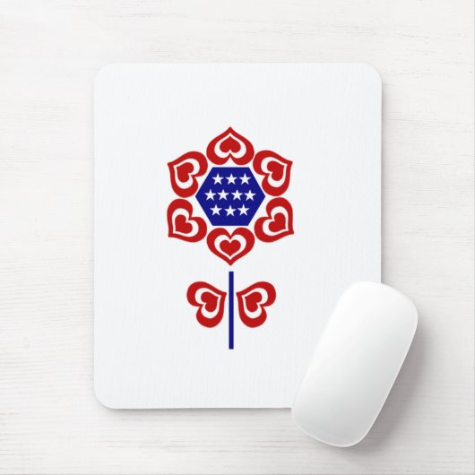 Red White Blue Blume Patriotic Design Mousepad (Mit Mouse)
