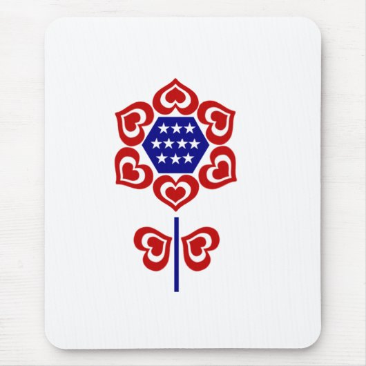 Red White Blue Blume Patriotic Design Mousepad (Vorne)