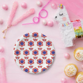 Red White Blue Blume Patriotic Design Pappteller (Party)