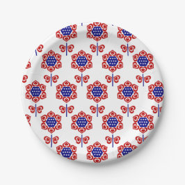 Red White Blue Blume Patriotic Design Pappteller