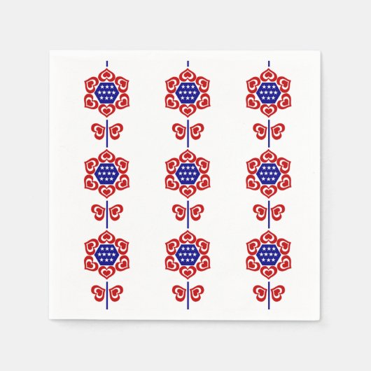Red White Blue Blume Patriotic Design Serviette (Vorderseite)