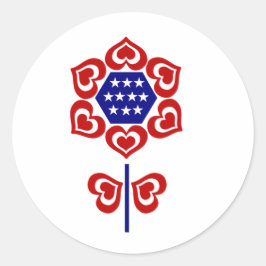 Red White Blue Blume Runder Aufkleber