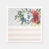 Red White Blue Blume USA Flag Patriotic Napkins Serviette (Vorderseite)