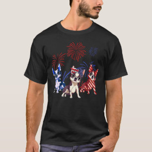 Red White Blue Boston Terrier Usa Flag 4. Juli T-Shirt